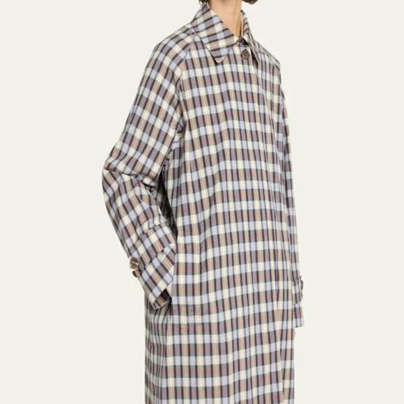 THE ROW Tavishina Checked Silk And Cotton-blend Poplin Coat In Neutrals - Picture 2 of 14